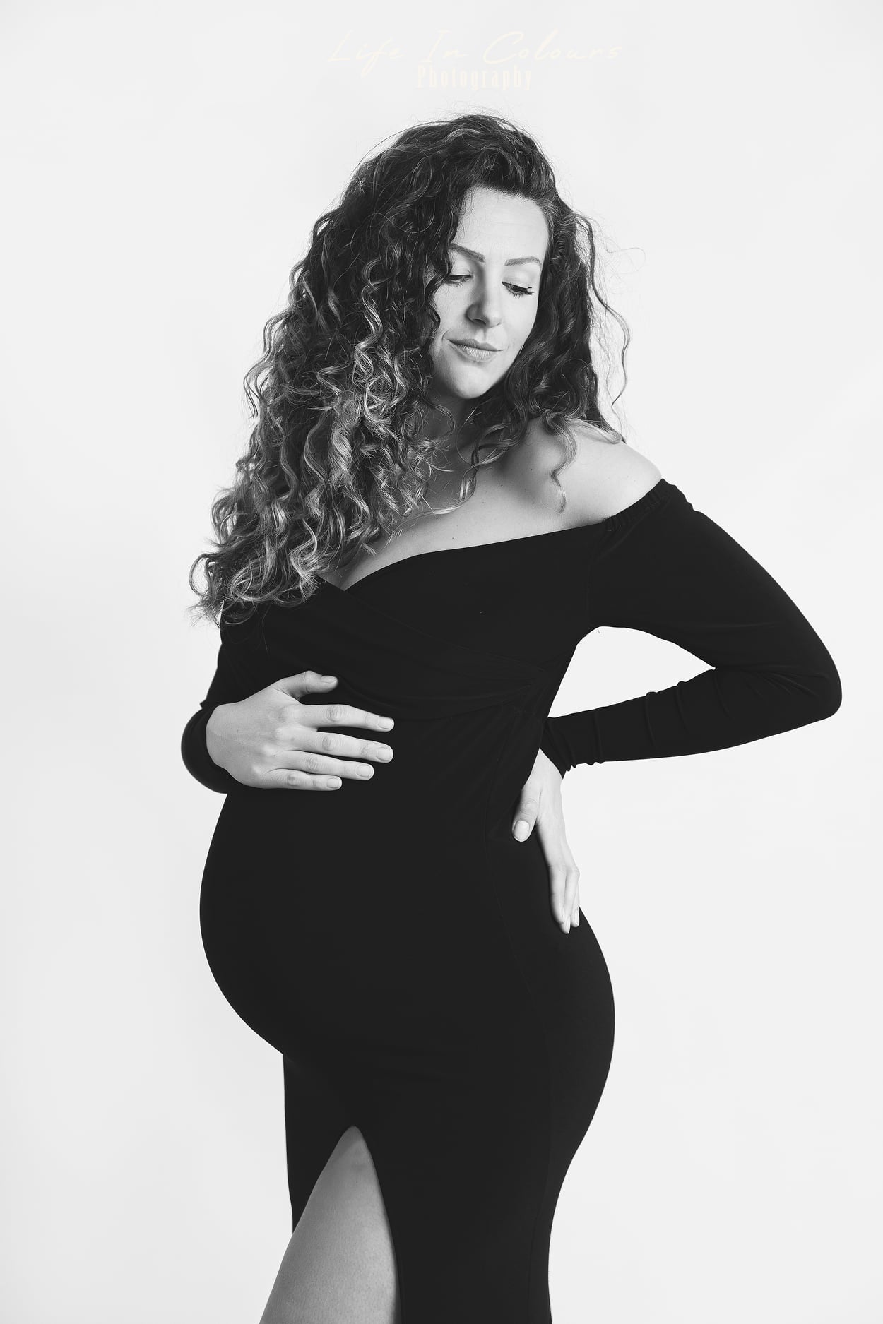 Maternity photoshoot black top dress