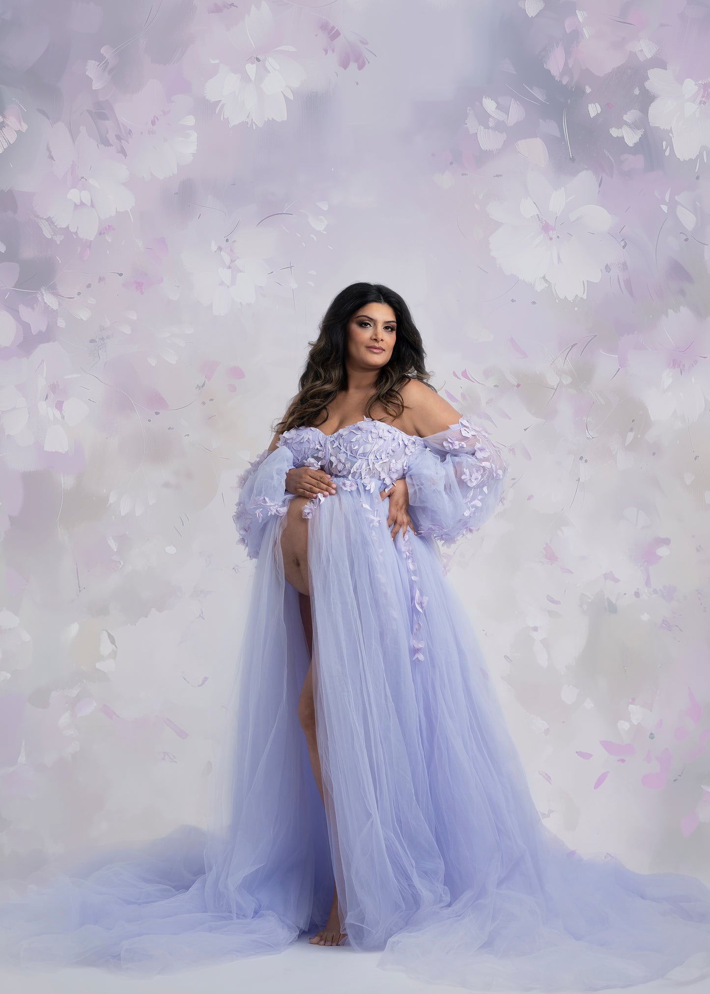 FOR HIRE / RENT tulle with embroidery Purple Mauve Maternity Photoshoot Event Dress " Rose "