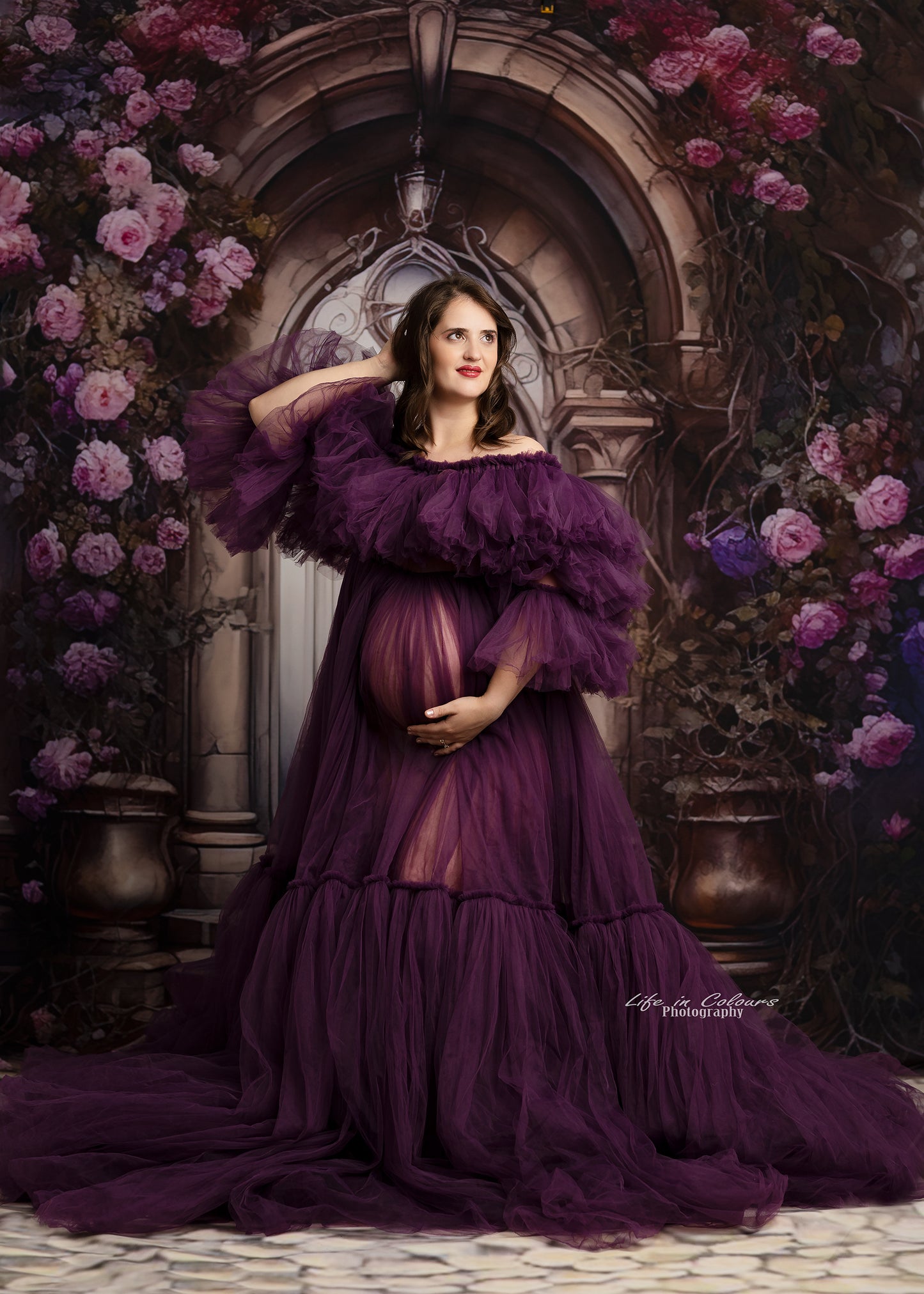 FOR HIRE / RENT tulle Purple Maternity Photoshoot Event Dress " Natalie " - Woman dress only