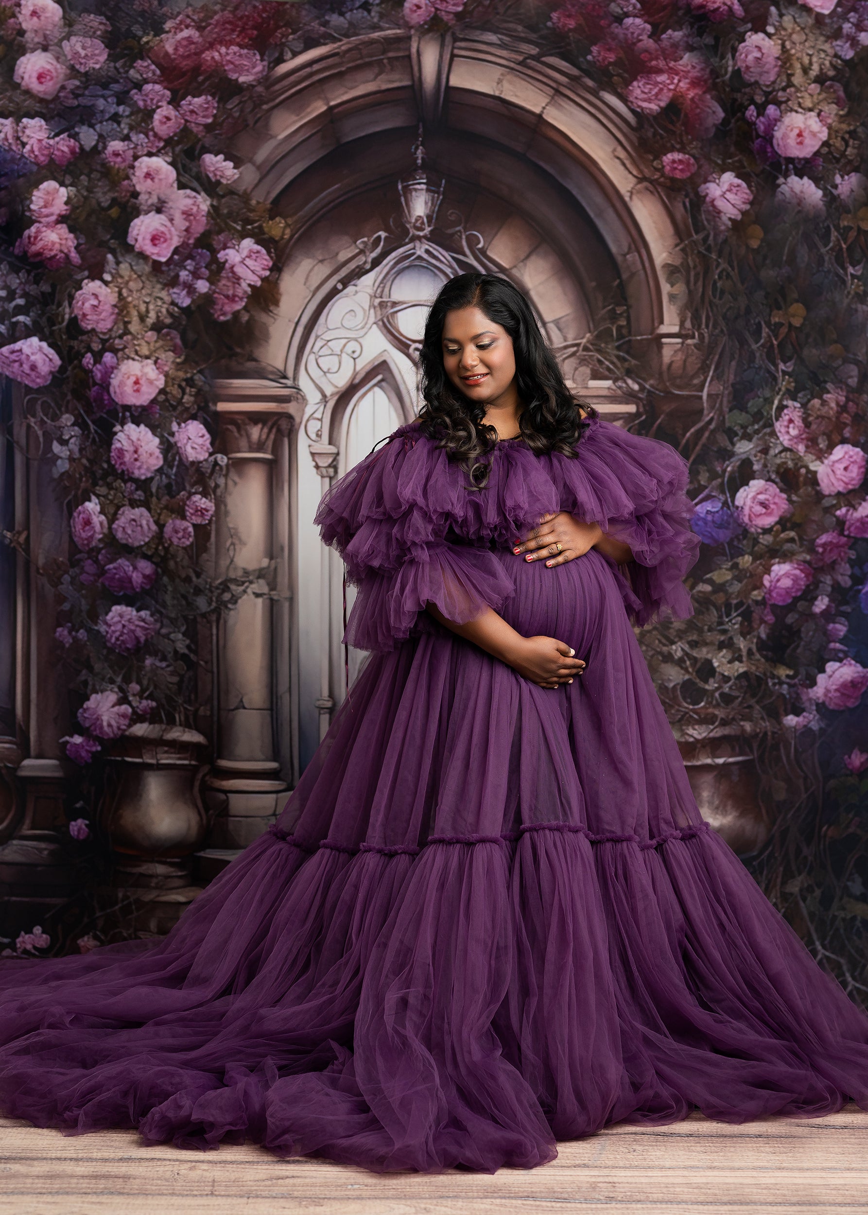 FOR HIRE RENT tulle Purple Maternity Photoshoot Event Dress Natali MaternityDressHire